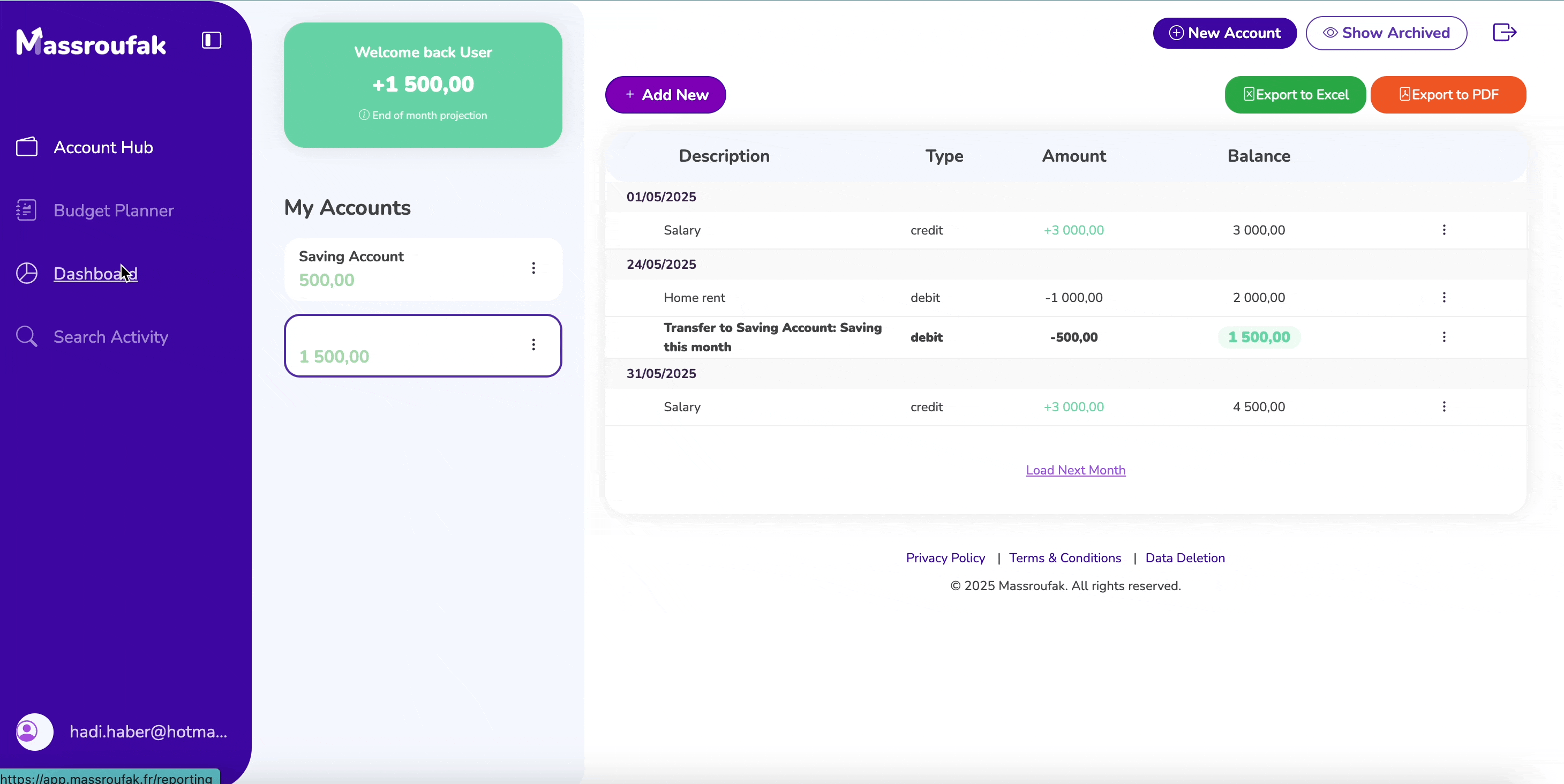 Dashboard Screenshot